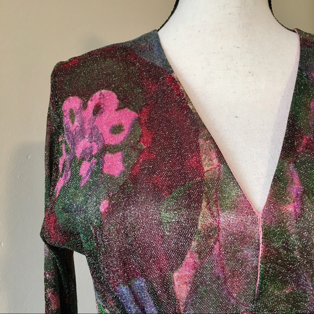 Vintage 70s Shimmer Abstract Maxi Dress - Picture 4 of 9